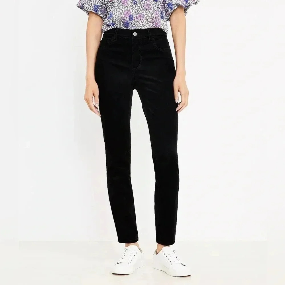 Alice Olivia Pants Black Corduroy Jeans Strait Legs Women Size 24